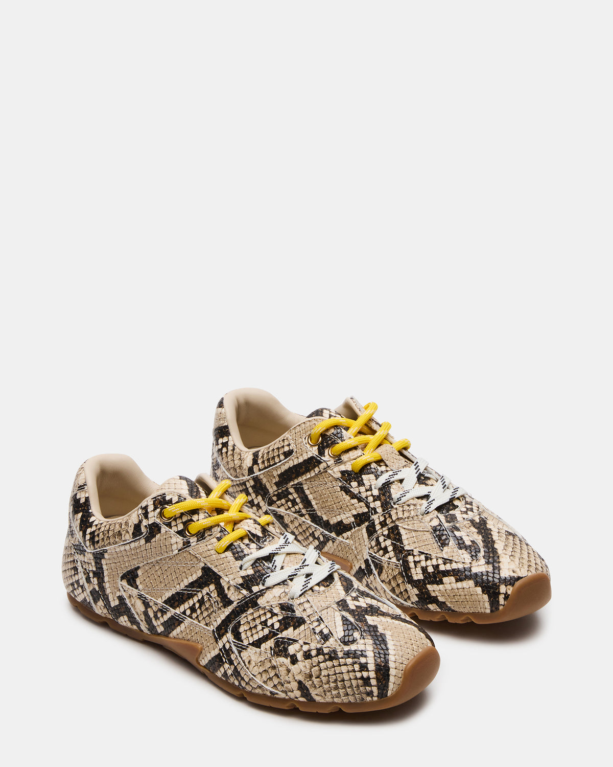 AZIEL Tan Snake Low-Top Lace-Up Women's Sneakers