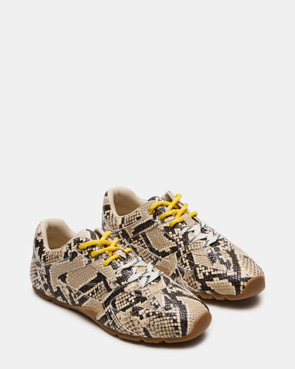 AZIEL Tan Snake Low-Top Lace-Up Women's Sneakers