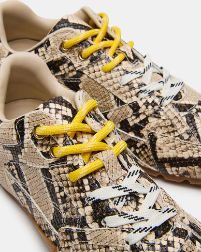 AZIEL Tan Snake Low-Top Lace-Up Women's Sneakers