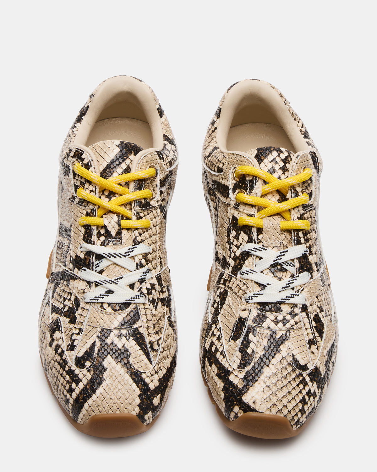 AZIEL Tan Snake Low-Top Lace-Up Women's Sneakers