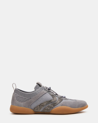 REBOOT Grey Rhinestones Low-Top Lace-Up Women's Sneaker