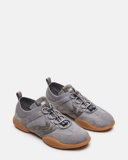 REBOOT Grey Rhinestones Low-Top Lace-Up Women's Sneaker