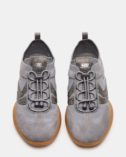 REBOOT Grey Rhinestones Low-Top Lace-Up Women's Sneaker
