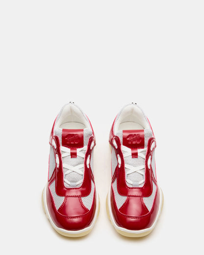 DUSTIN Red Mesh Lace-Up Low-Top Women's Sneaker