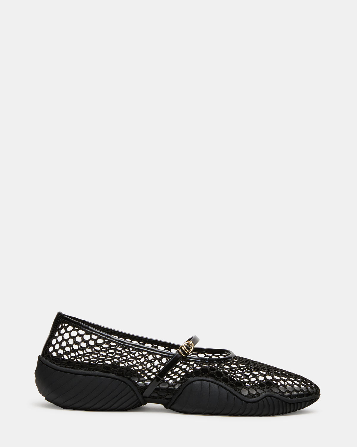 VICKEE Black Mesh Mary Jane Buckle Chunky Sole Ballet Women's Sneaker