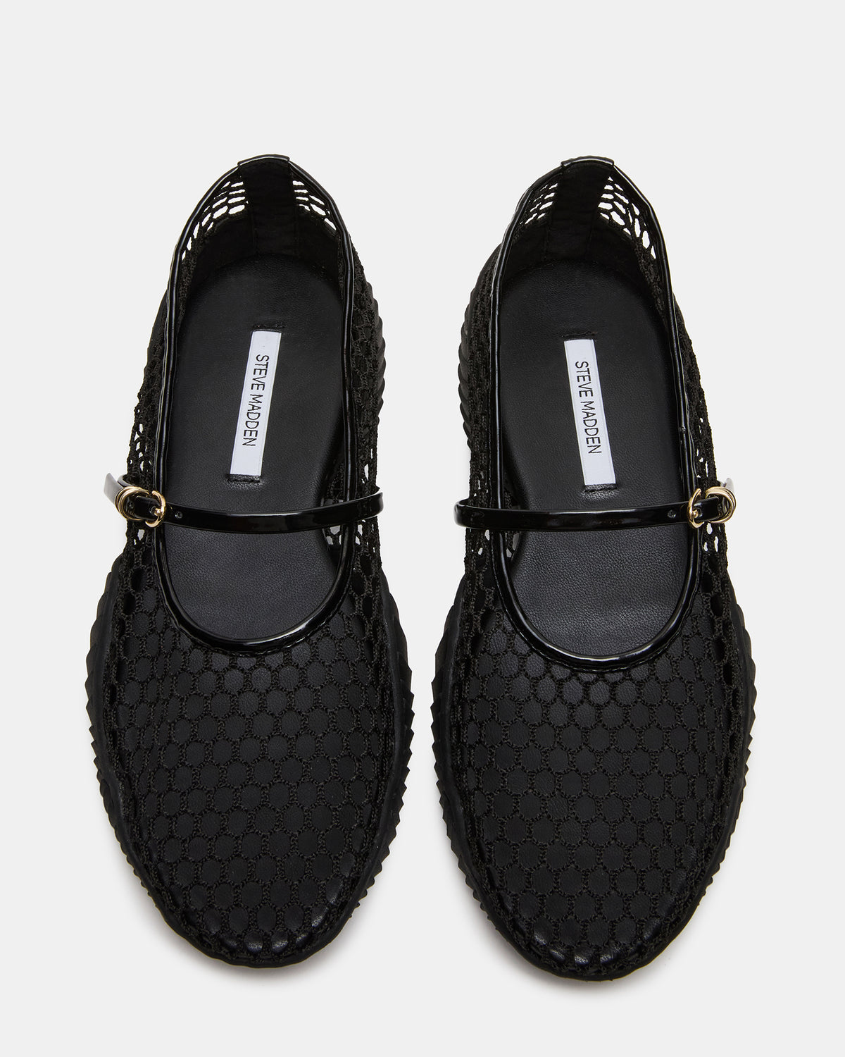 VICKEE Black Mesh Mary Jane Buckle Chunky Sole Ballet Women's Sneaker