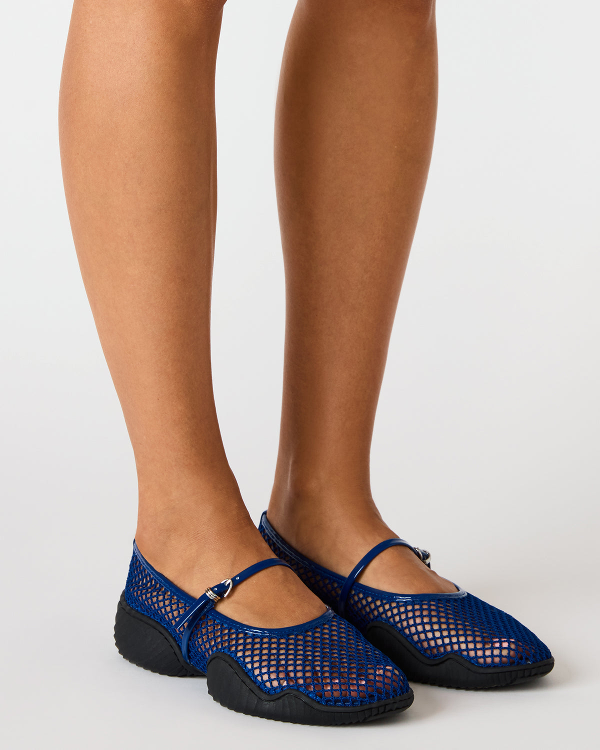 VICKEE Blue Mesh Mary Jane Buckle Chunky Sole Ballet Women's Sneaker