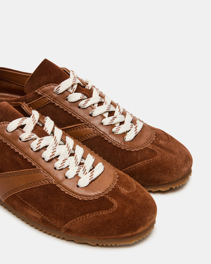 JAYE Chestnut Suede Low-Top Lace-Up Women's Sneaker