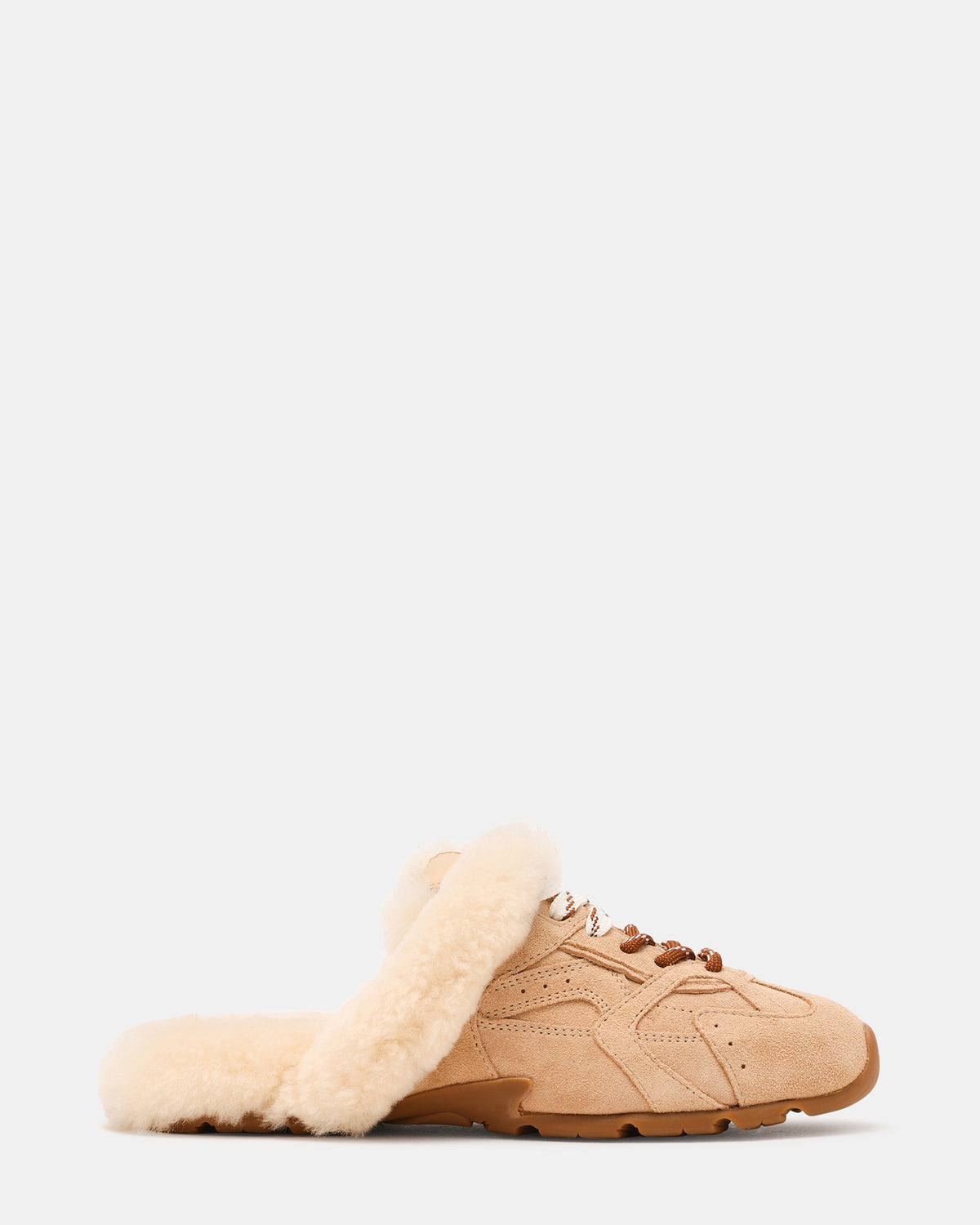 AZIEL MULE Faux Fur Natural Low-Top Lace-Up Slip-On Women's Sneaker
