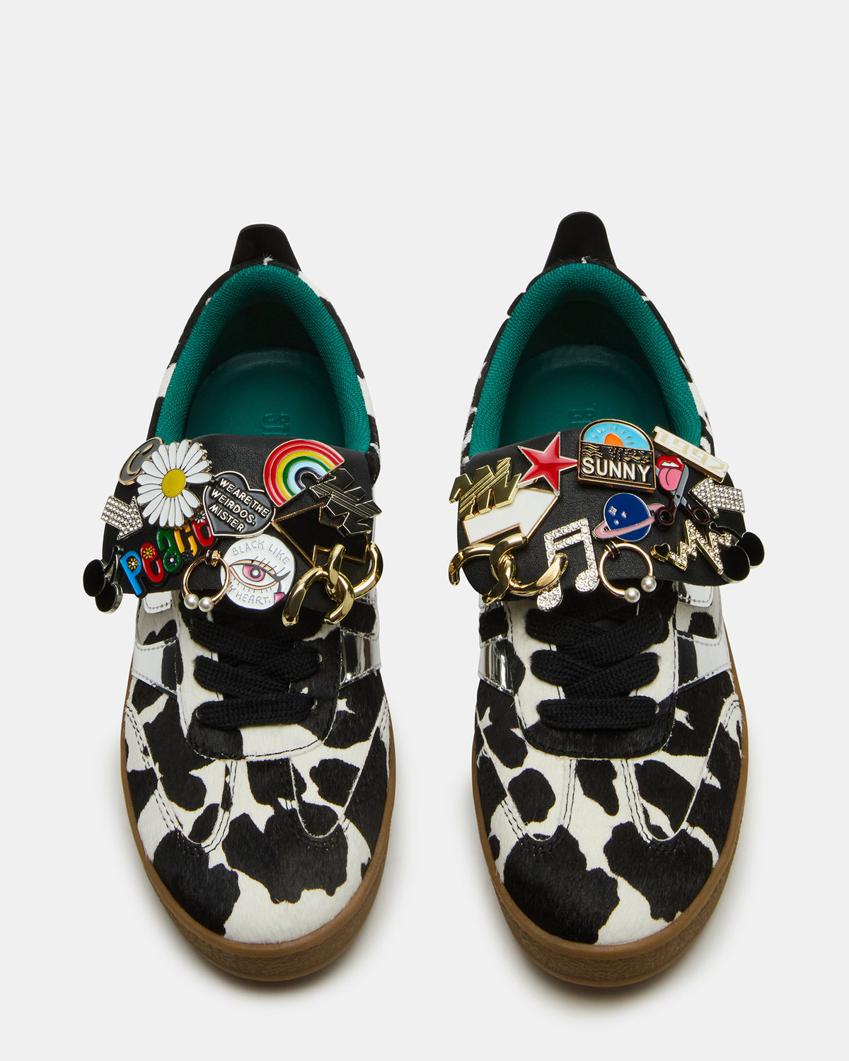 WYATT Black Cow Print Lace-Up Low-Top Pin Women's Sneaker