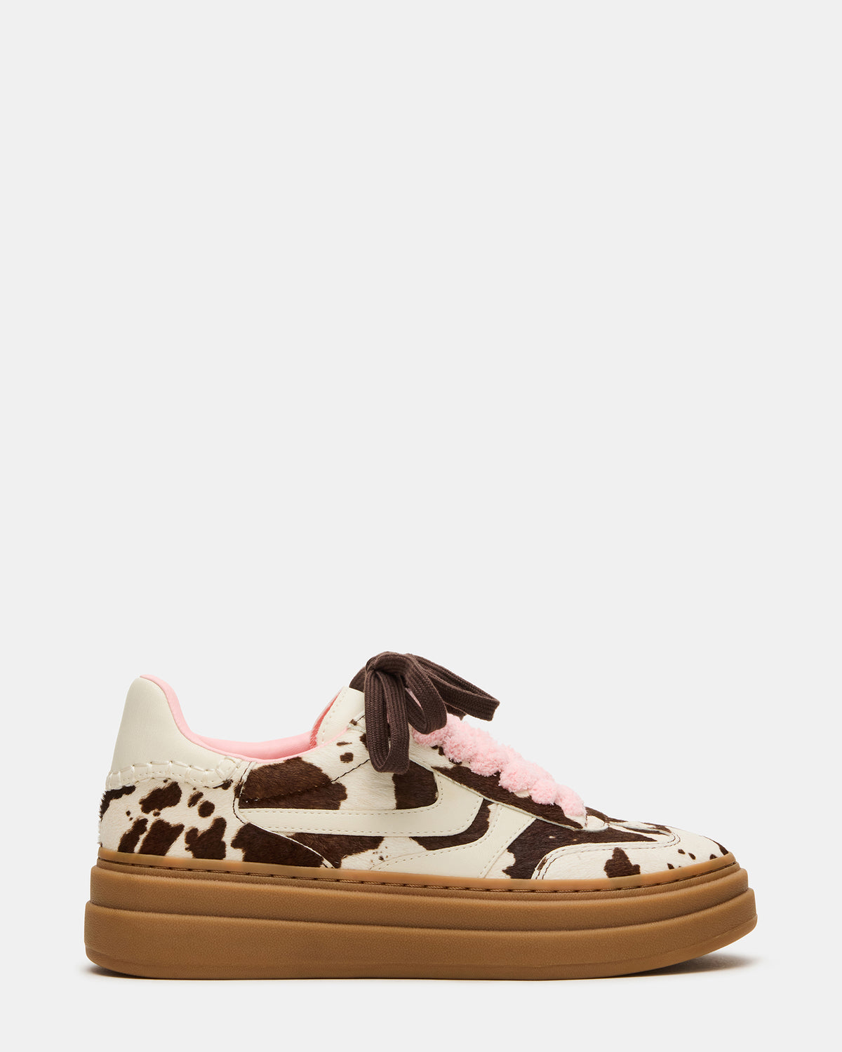 DODGE Brown Cow Print Low-Top Platform Women's Sneaker