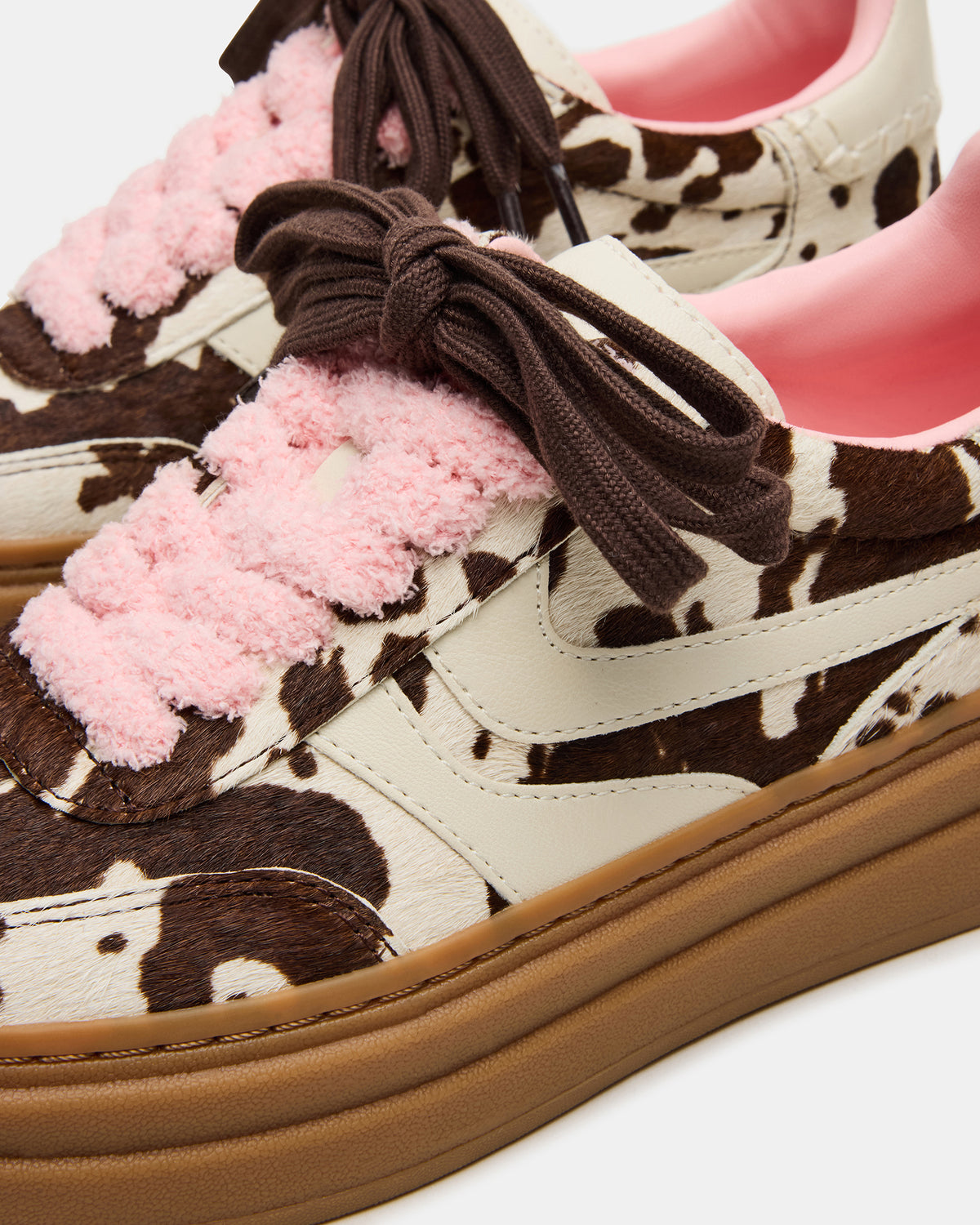 DODGE Brown Cow Print Low-Top Platform Women's Sneaker