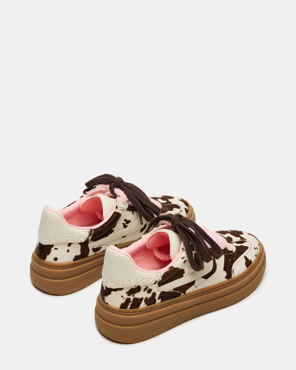 DODGE Brown Cow Print Low-Top Platform Women's Sneaker