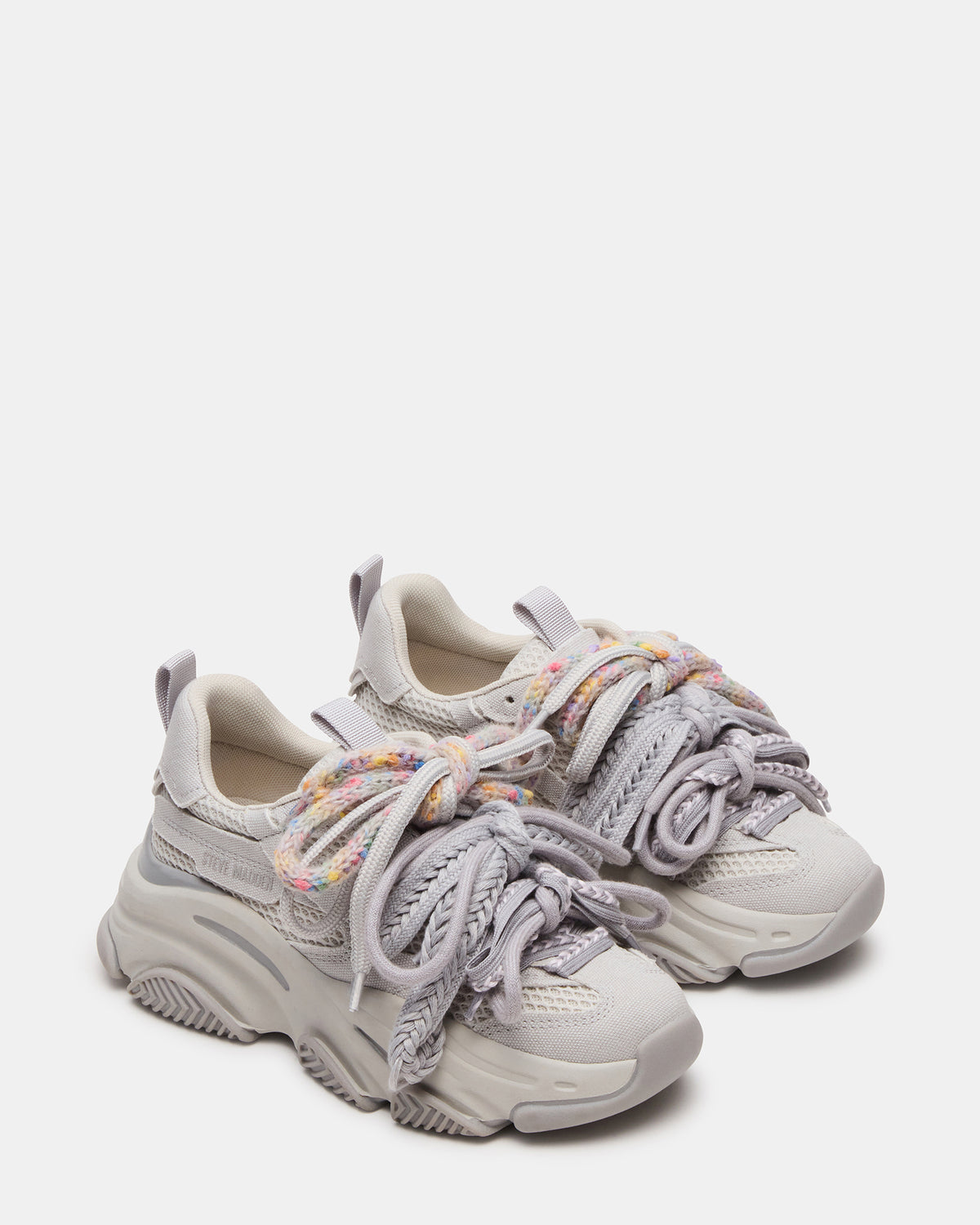 PRYCE Grey Low-Top Lace-Up Chunky Platform Women's Sneaker