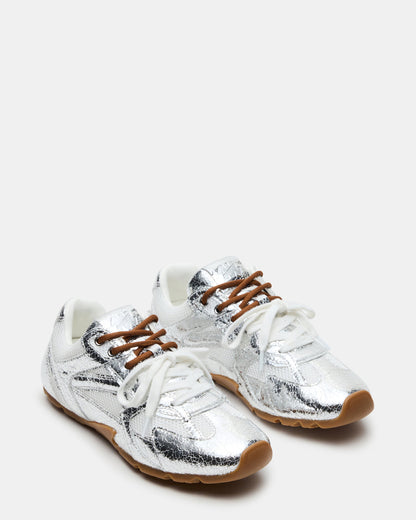 AZIEL Silver Low-Top Lace-Up Women's Sneakers
