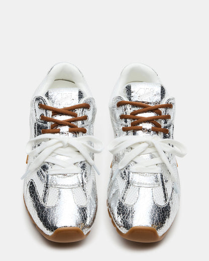 AZIEL Silver Low-Top Lace-Up Women's Sneakers