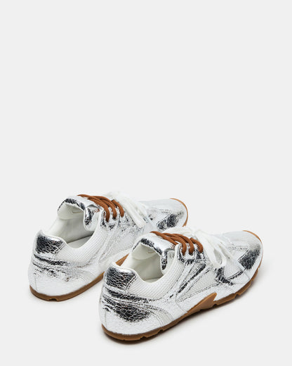 AZIEL Silver Low-Top Lace-Up Women's Sneakers