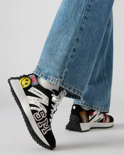 CAMPO Black Multi Patches Lace-Up Women's Sneaker