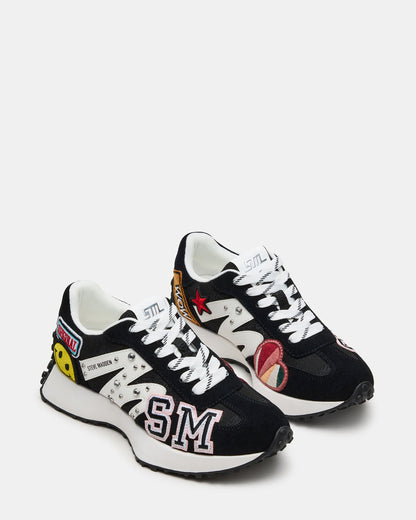 CAMPO Black Multi Patches Lace-Up Women's Sneaker