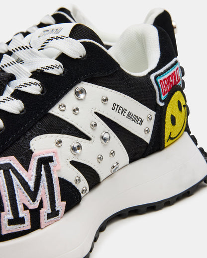 CAMPO Black Multi Patches Lace-Up Women's Sneaker