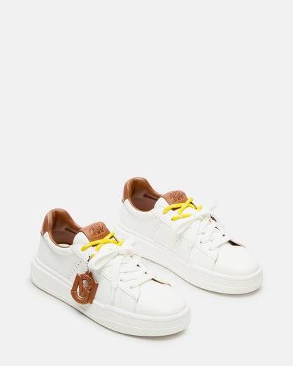 MARVIN White/Tan Low-Top Lace-Up Women's Sneaker