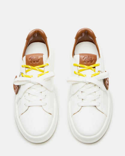 MARVIN White/Tan Low-Top Lace-Up Women's Sneaker