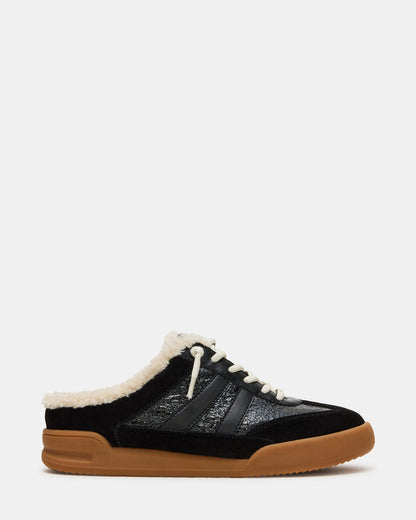 VANDY Faux Fur Black Multi Low-Top Lace-Up Mule Women's Sneaker