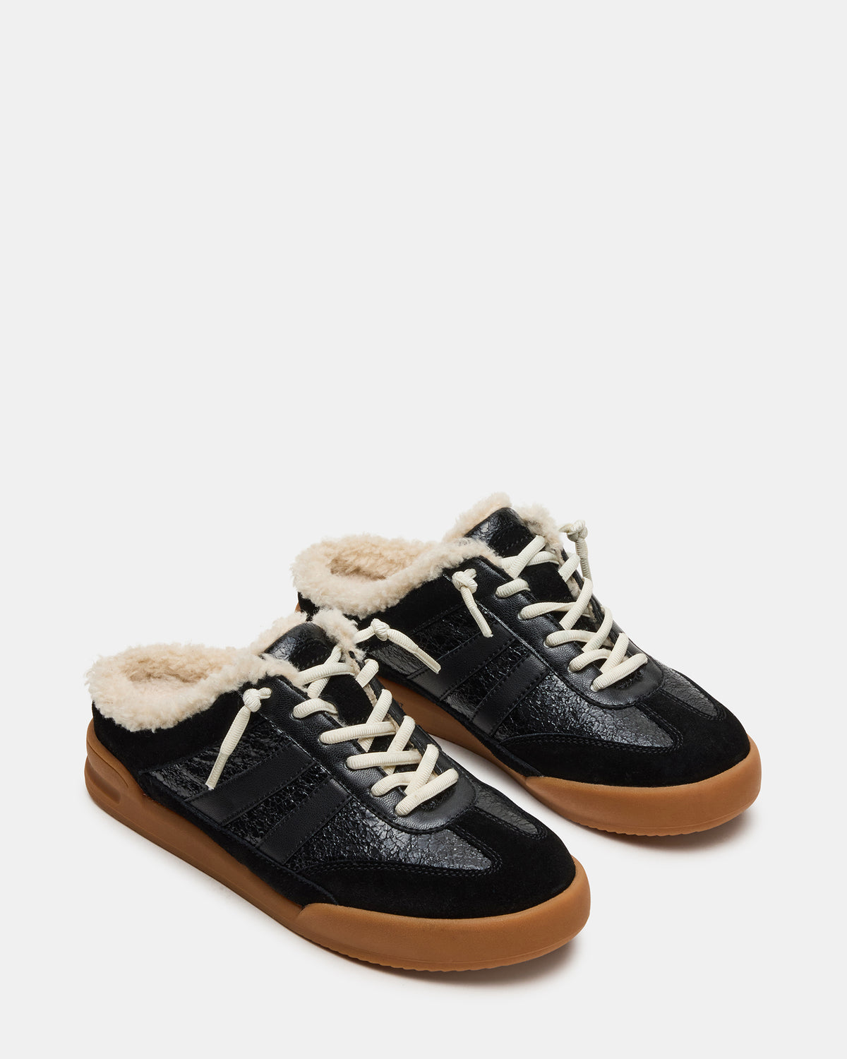 VANDY Faux Fur Black Multi Low-Top Lace-Up Mule Women's Sneaker
