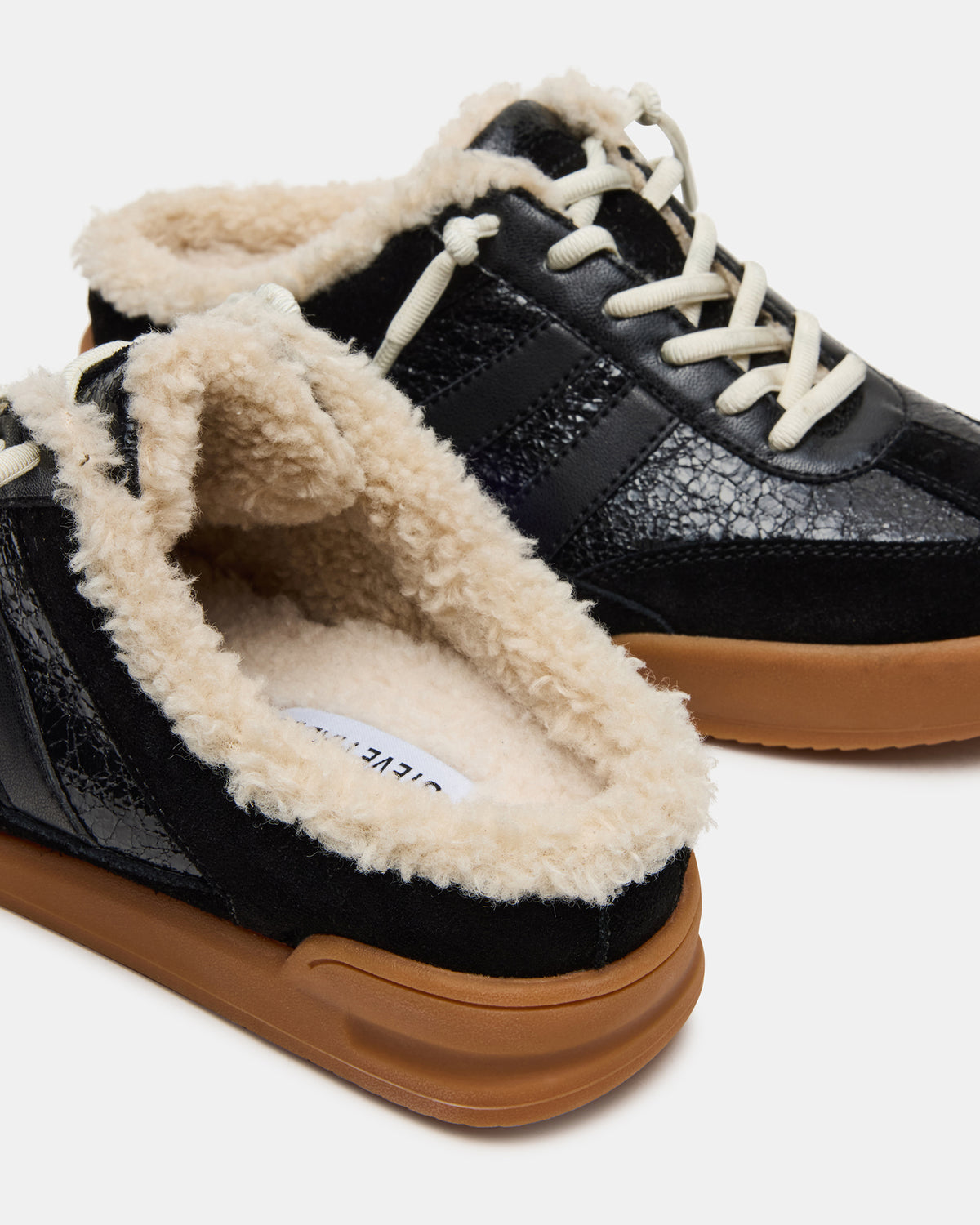 VANDY Faux Fur Black Multi Low-Top Lace-Up Mule Women's Sneaker