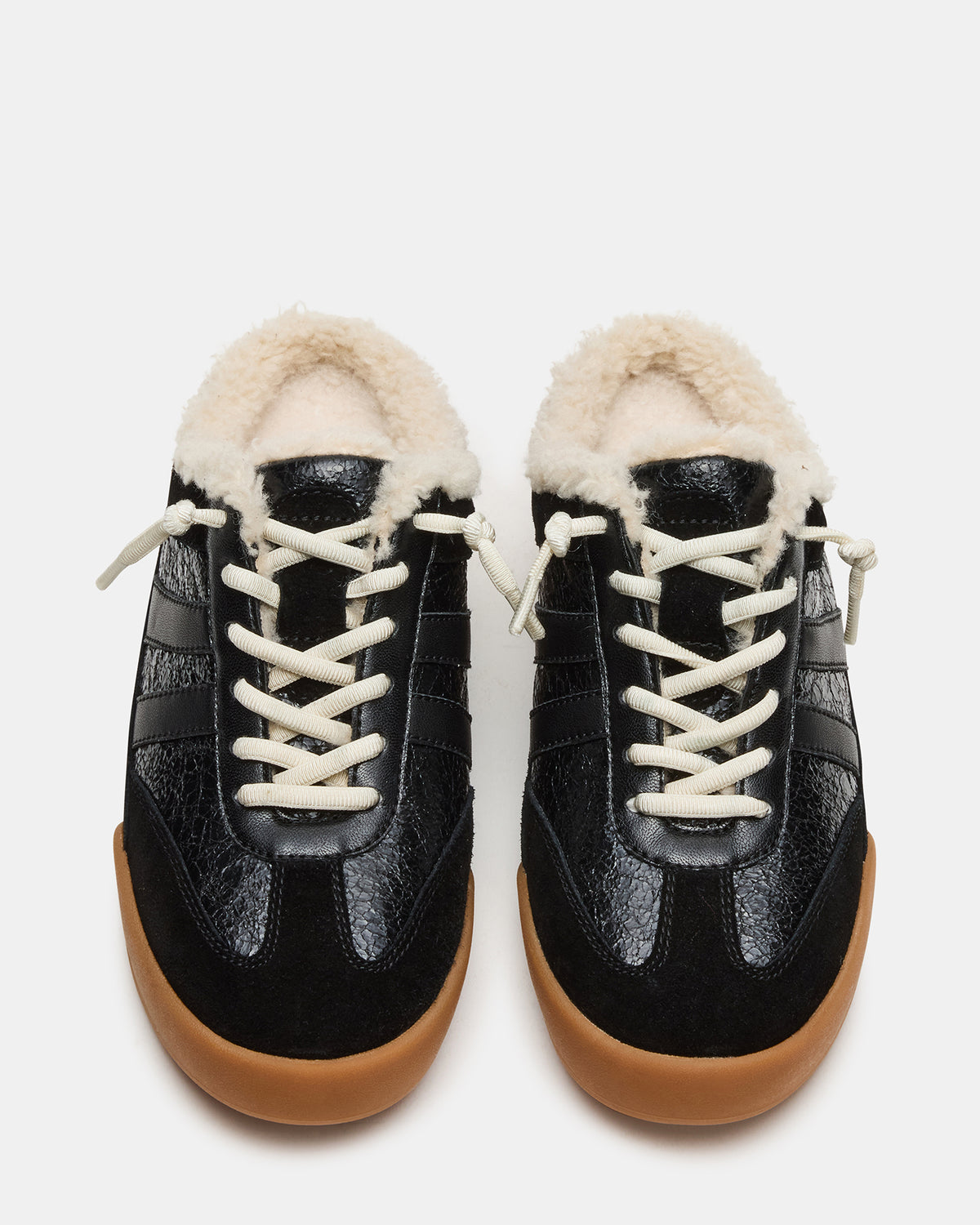 VANDY Faux Fur Black Multi Low-Top Lace-Up Mule Women's Sneaker