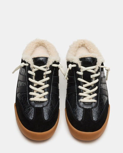 VANDY Faux Fur Black Multi Low-Top Lace-Up Mule Women's Sneaker