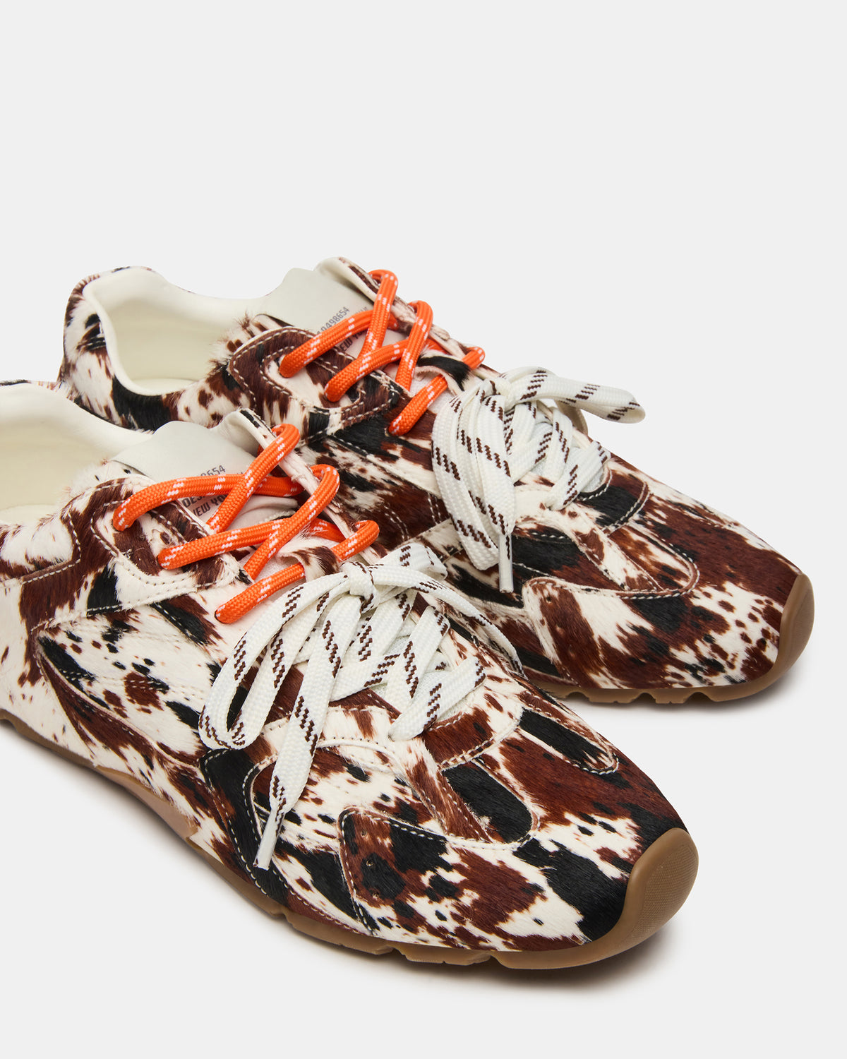 AZIEL Brown Cow Print Low-Top Lace-Up Women's Sneakers