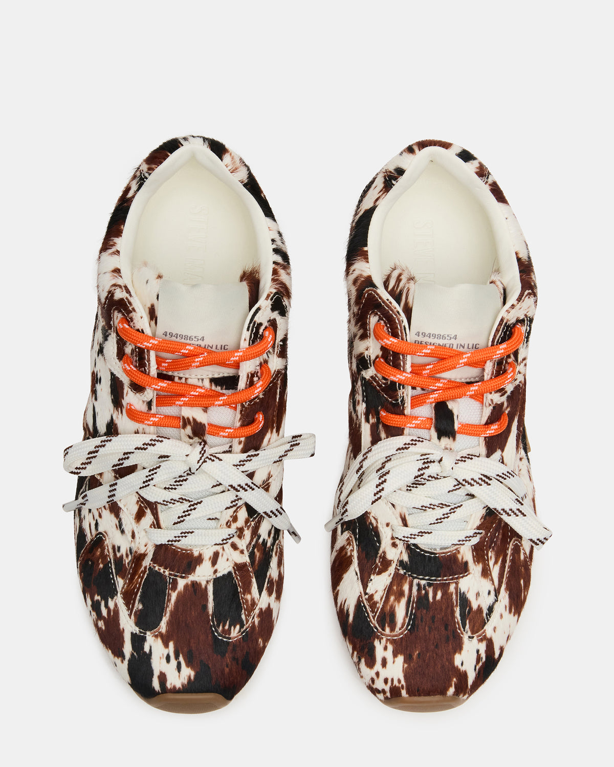 AZIEL Brown Cow Print Low-Top Lace-Up Women's Sneakers