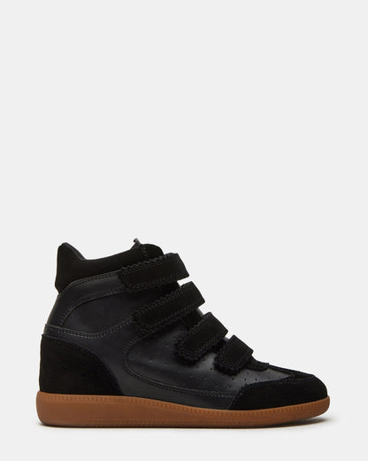 MUSTANG Black Suede Women's High-Top Velcro Sneaker