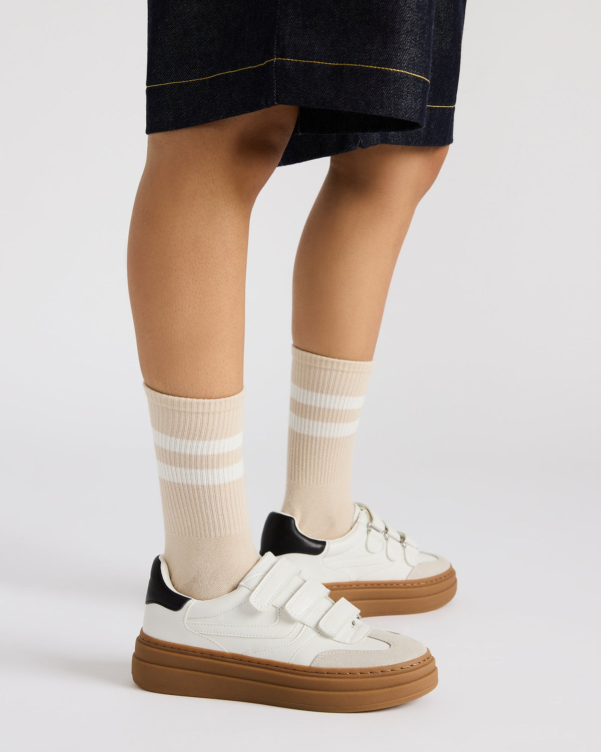 DASH White Multi Women's Low-Top Platform Velcro Sneaker