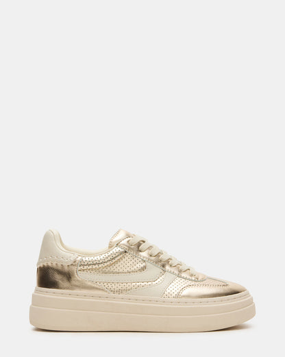 DODGE Perforated Champagne Multi Women's Low-Top Platform Sneaker