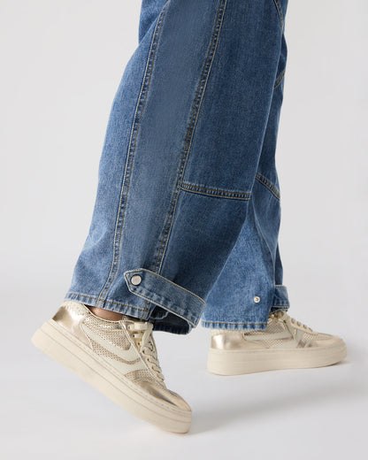 DODGE Perforated Champagne Multi Women's Low-Top Platform Sneaker