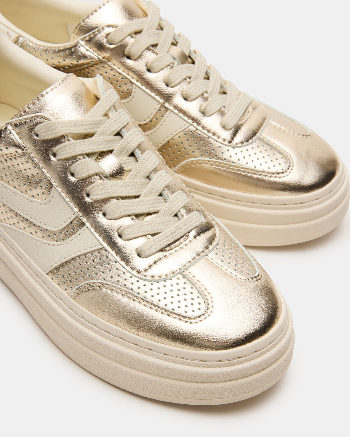 DODGE Perforated Champagne Multi Women's Low-Top Platform Sneaker