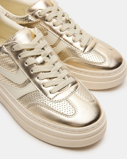 DODGE Perforated Champagne Multi Women's Low-Top Platform Sneaker