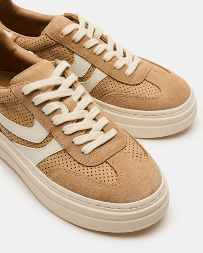 DODGE Perforated Camel Multi Women's Low-Top Platform Sneaker