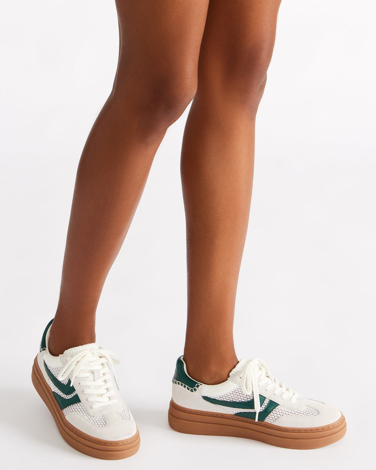 DODGE White/Green Low-Top Platform Women's Sneaker
