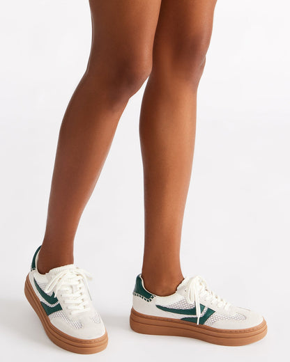 DODGE White/Green Low-Top Platform Women's Sneaker