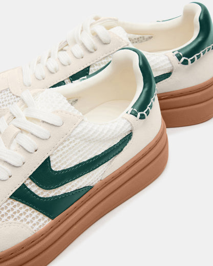 DODGE White/Green Low-Top Platform Women's Sneaker