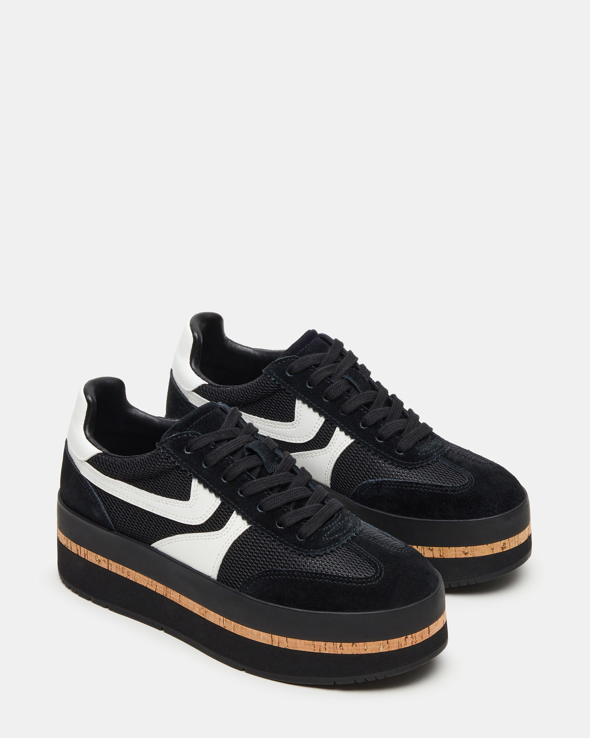 JUDGE Black Multi Platform Low-Top Lace-Up Women's Sneaker