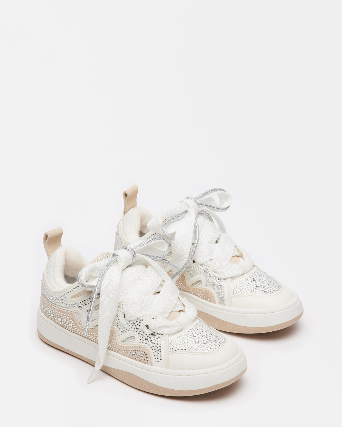 ROARING White Rhinestones Low-Top Lace-Up Sneaker | Women's Sneakers