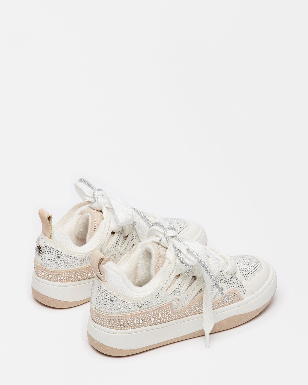 ROARING White Rhinestones Low-Top Lace-Up Sneaker | Women's Sneakers