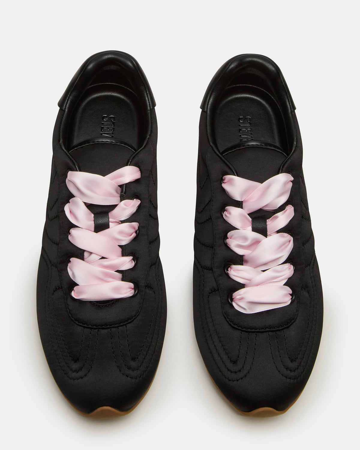 ABBI Black Satin Low-Top Lace-Up Women's Sneaker
