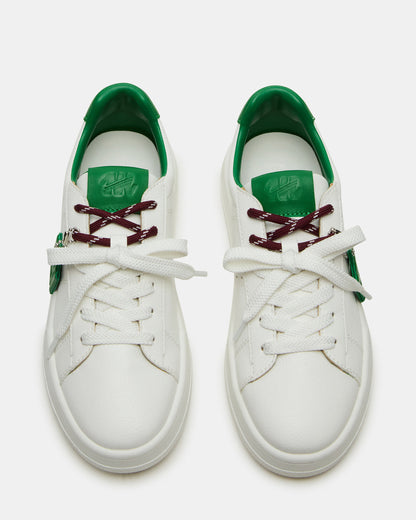 MARVIN White/Green Low-Top Lace-Up Women's Sneaker