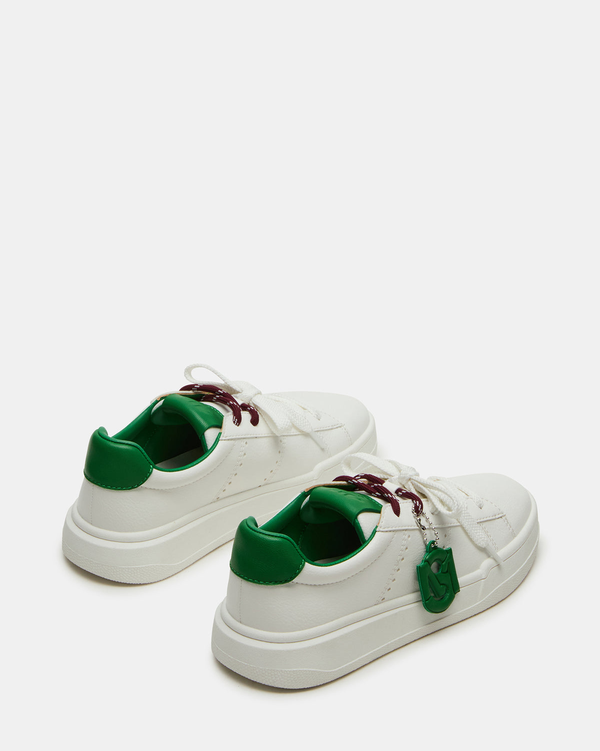MARVIN White/Green Low-Top Lace-Up Women's Sneaker