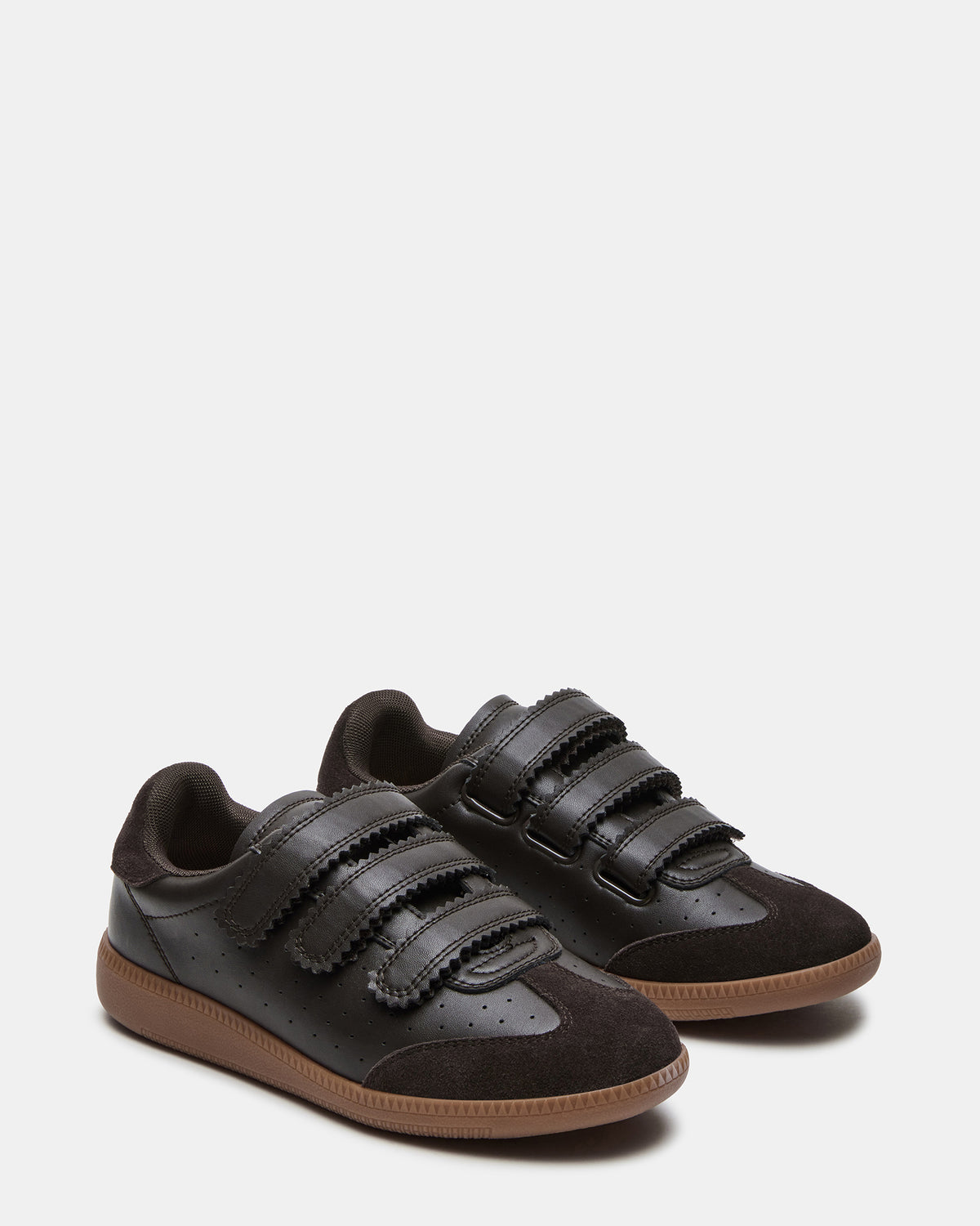 MOMENTUM Brown Suede Velcro Low-Top Women's Sneakers